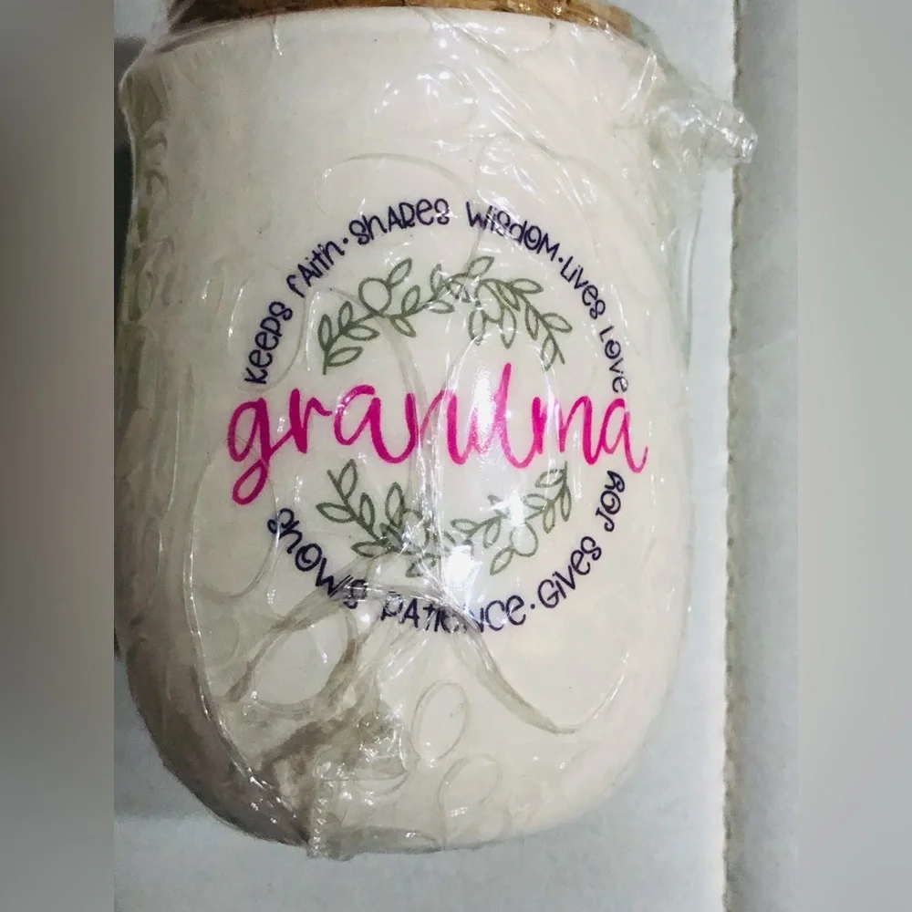 2 world’s best grandma mini cork topped‎ ceramic jars new
